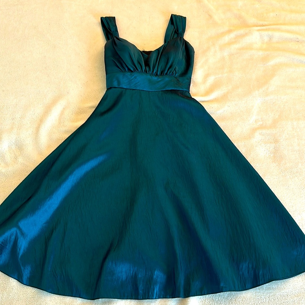 Green Satin Bridesmaid, Formal, Semi-Formal, Cocktail Dress - Small